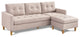 Stagecoach 87" 2-Piece Tufted Reversible Sectional With Ottoman, Beige
