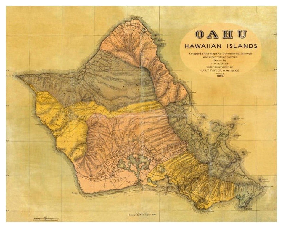 "Oahu, Hawaiian Islands, 1899" Digital Paper Print by T.D. Beasley, 24"x19"