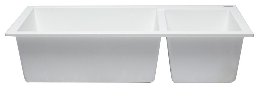 ALFI brand AB3319UM-W White 34" Double Bowl Granite Composite Kitchen Sink