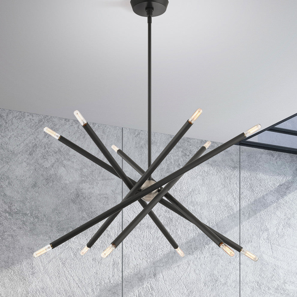 Livex Lighting Soho 12 Light Scandinavian Gray, Brushed Nickel Chandelier
