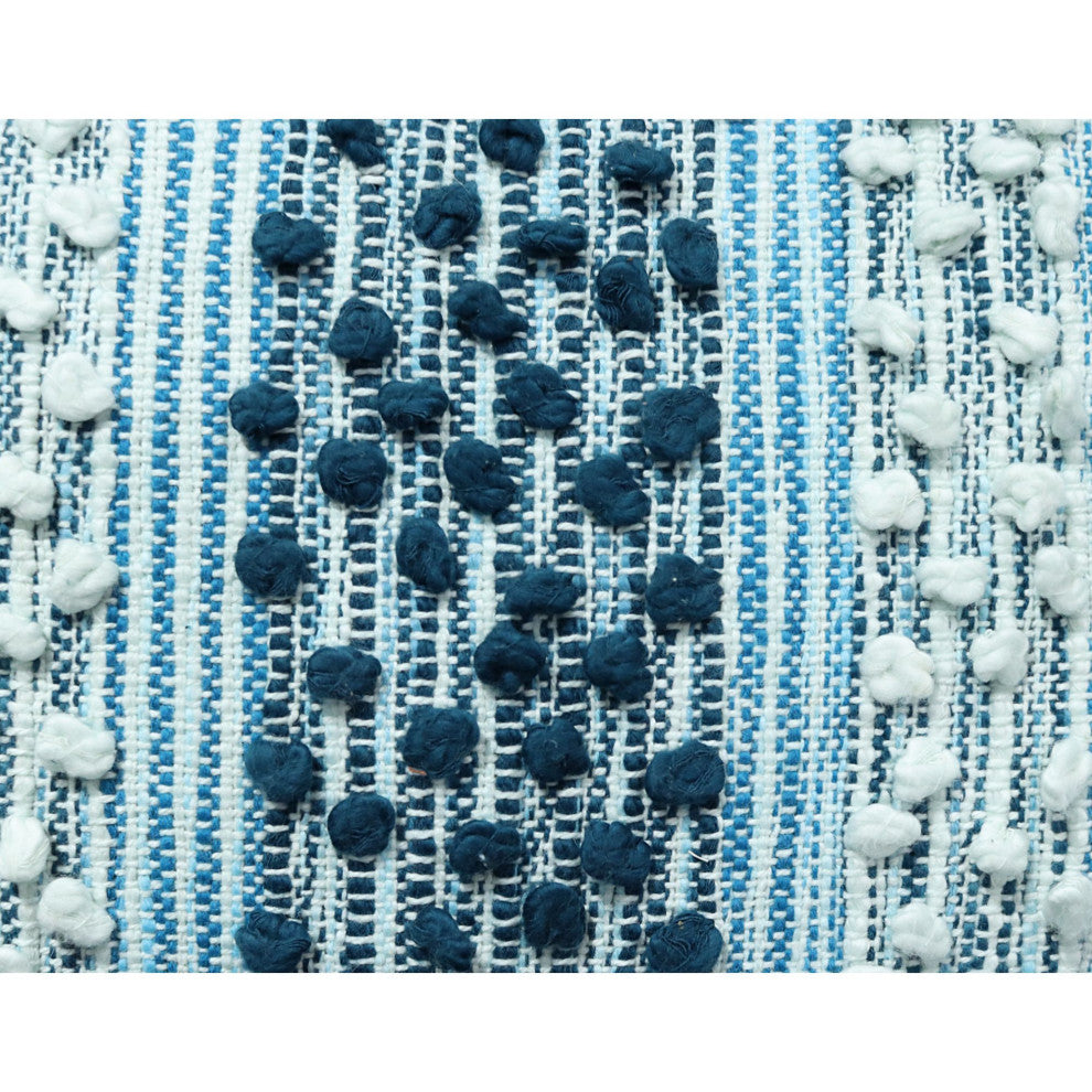 Blue Hand-Woven Hearthstone Throw Pillow, 16" x 26"