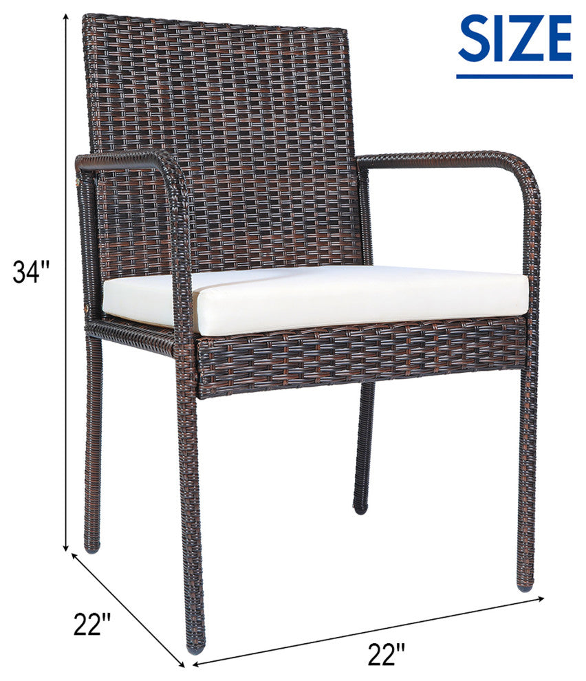 Costway 4PCS Patio Wicker Rattan Dining Chairs Cushioned Seats Armrest Garden