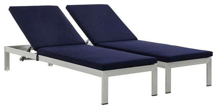 Shore Chaise with Cushions Outdoor Patio Aluminum, Set of 2