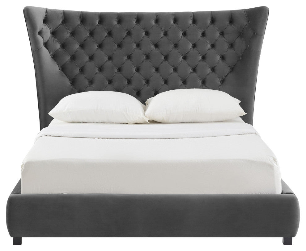 TOV Furniture Sassy Grey Velvet Queen Bed