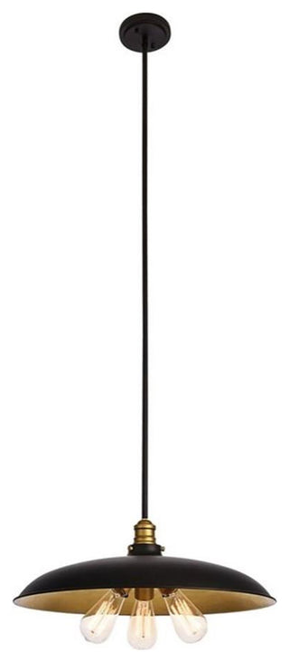 Living District Anders 3-Light Transitional Metal Chandelier in Black and Brass