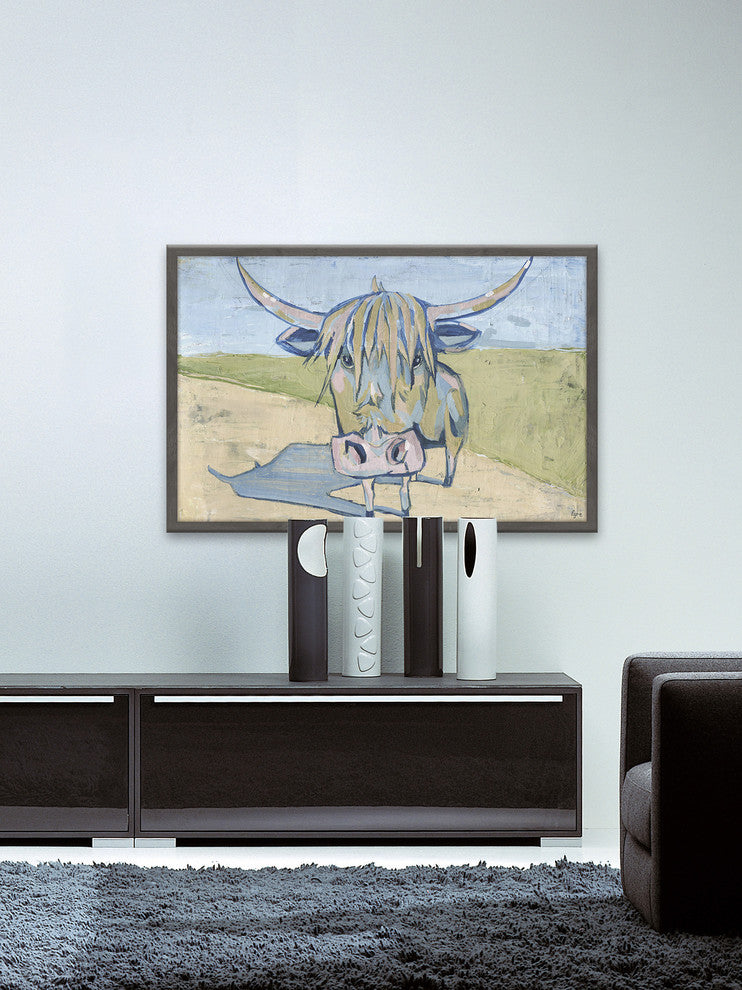 "Shaggy Bull" Framed Painting Print, 24"x16"