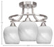 Paramount 3-Light Semi-Flush Light, Brushed Nickel, 6" White Marble Glass