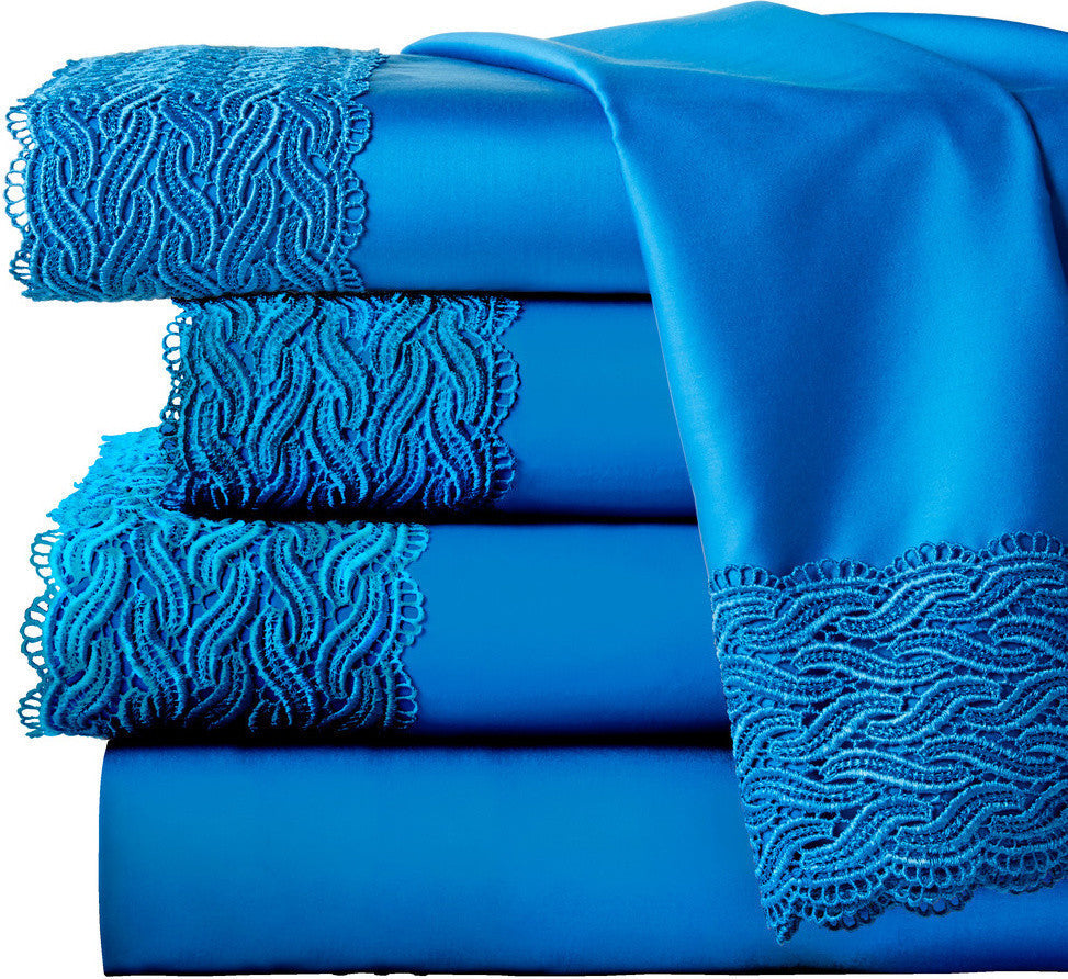 Pointehaven 300TC Lace Sheet Set, Brilliant Blue, King