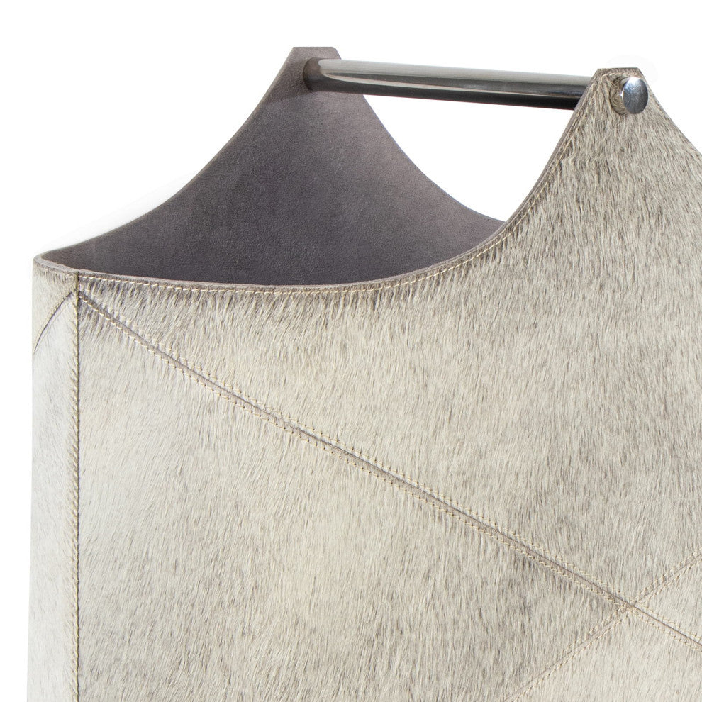 Andres Hair on Hide Basket, Gray
