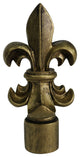 Fleur de Lis Lamp Finial, 3" Tall, Antique Gold, Single
