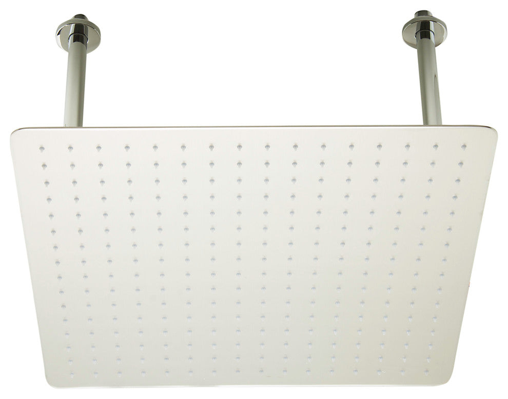 20" Rectangular Brushed Solid Stainless Steel Ultra Thin Rain Shower Head, Brush