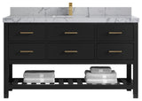 Parker 60" Single Sink Bath Vanity, Black 2" Venatino Quartz
