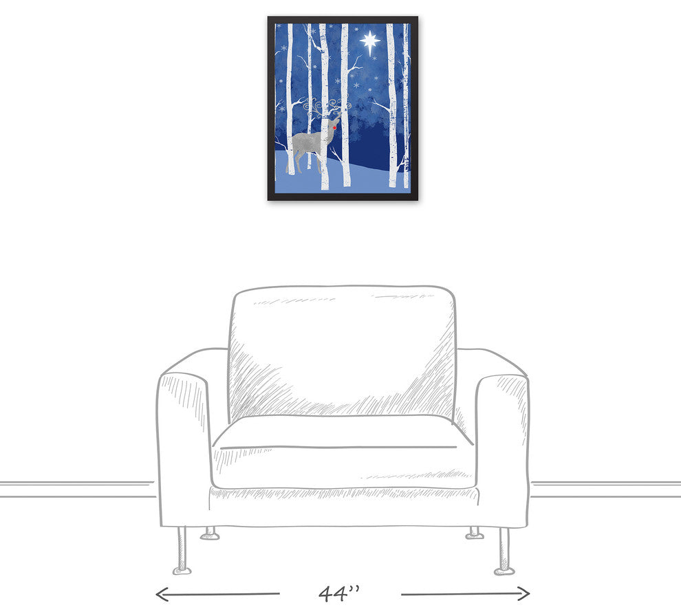 Midnight Blue Forrest 16x20 Black Framed Canvas