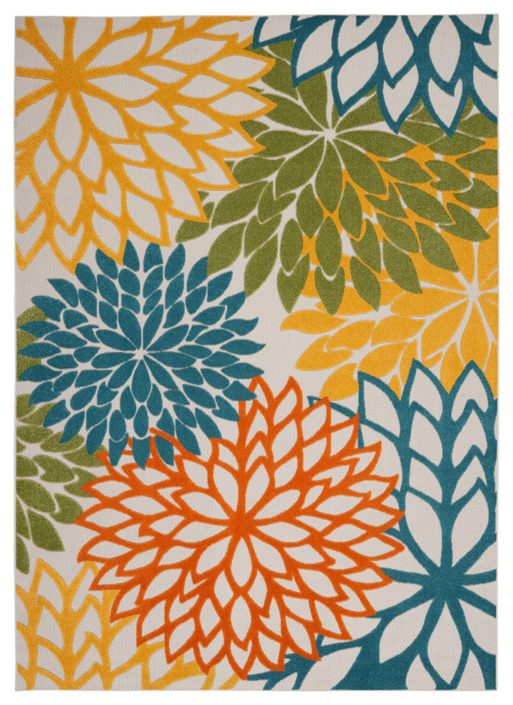 Nourison Aloha 9' x 12' Turquoise Multicolor Tropical Area Rug