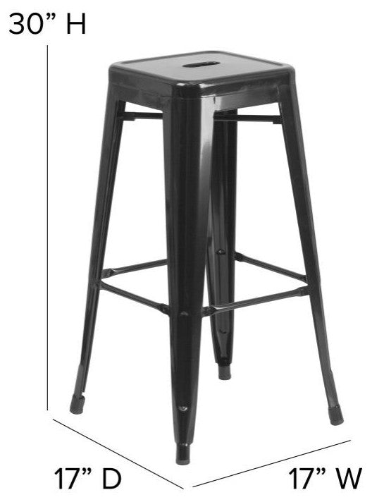 Kai Commercial Grade 30"H Metal Counter Stool, Black/Teak