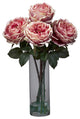 Fancy Rose With Cylinder Vase Silk Flower Arrangement, Pink