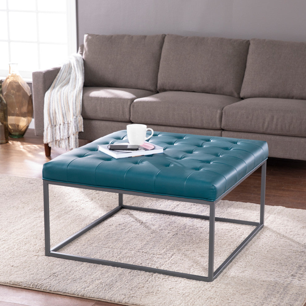 Syston Upholstered Cocktail Ottoman - Blue