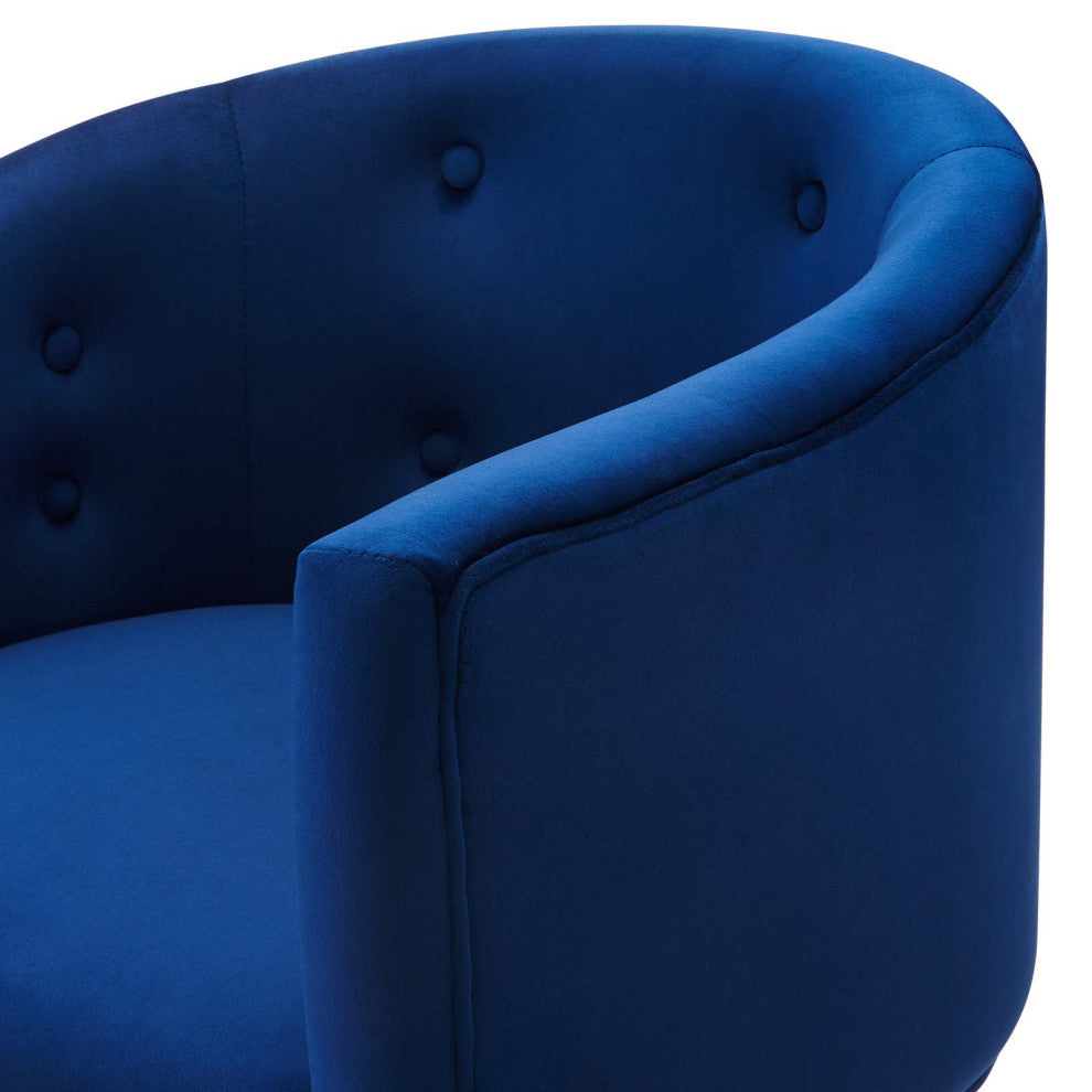Tufted Accent Chair, Set of 2, Velvet, Metal, Blue Navy, Modern, Lounge
