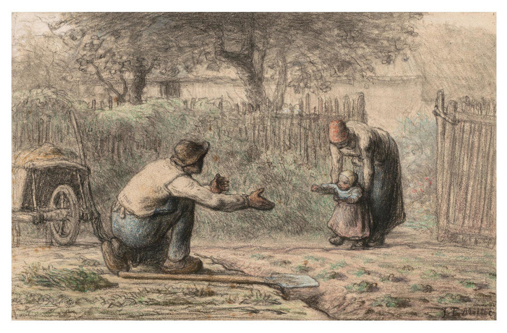 "First Steps, c. 1858-1866" Digital Paper Print by Jean-Francois Millet, 24"x16"
