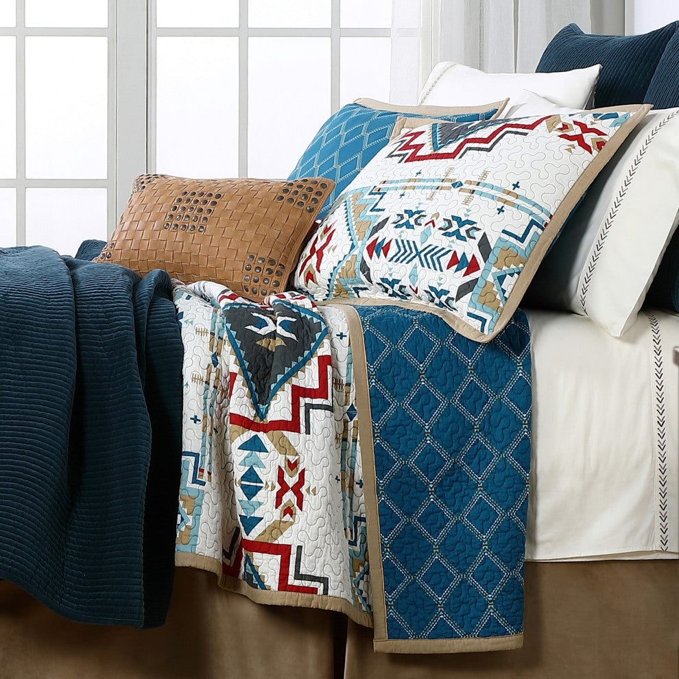 Spirit Valley Quilt Set, Twin, Teal, 2 Piece