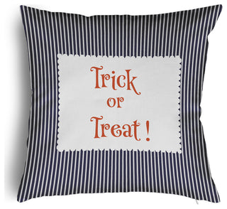 Trick or Treat Ticking Accent Pillow With Removable Insert, Navy, 20"x20"