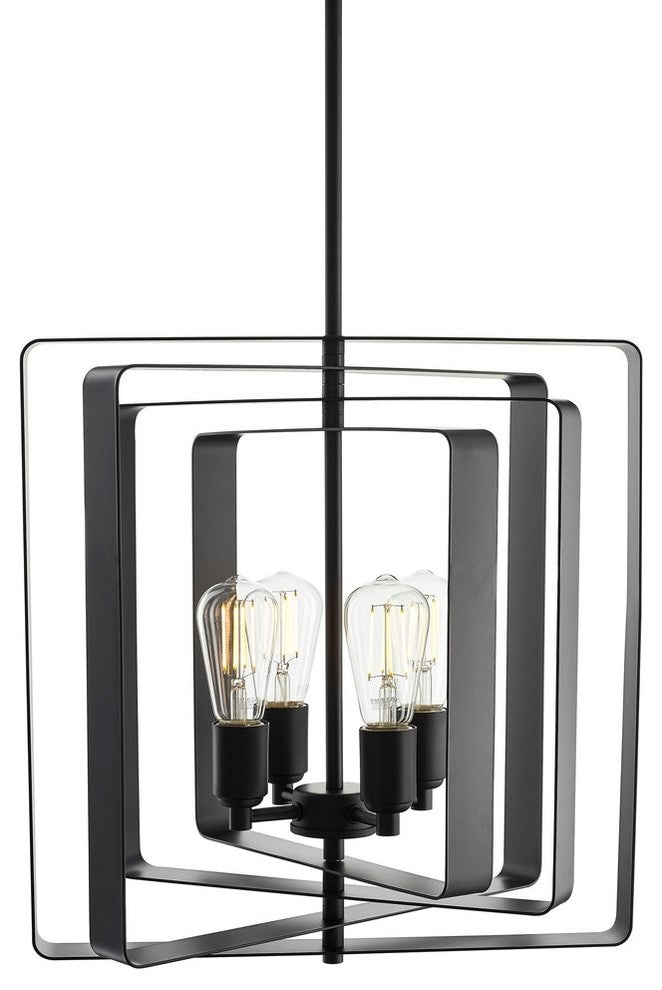 Sabaria 4-Light Industrial Pendant Light With LED Bulbs, Black
