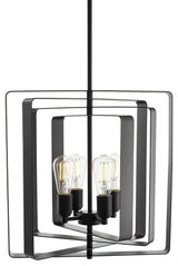 Sabaria 4-Light Industrial Pendant Light With LED Bulbs, Black
