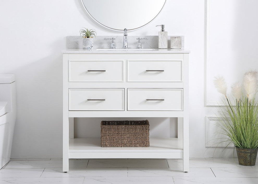 Skylar 36" Single Bathroom Vanity, White, With Backsplash