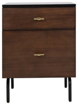 Safavieh Genevieve 2 Drawer Nightstand, Walnut/Black