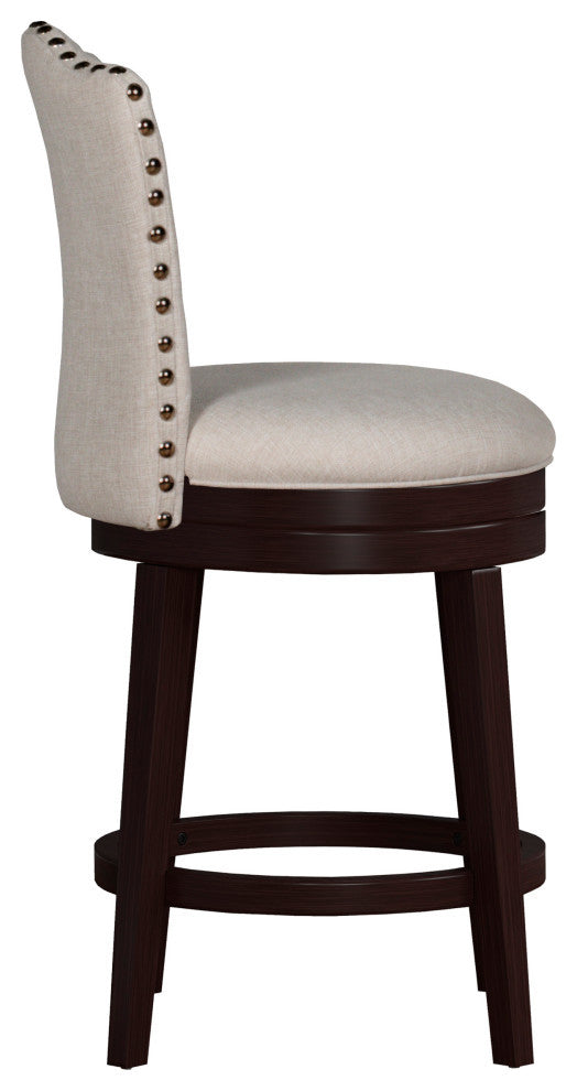 Hillsdale Edenwood Wood Counter Height Swivel Stool with Tufted Back