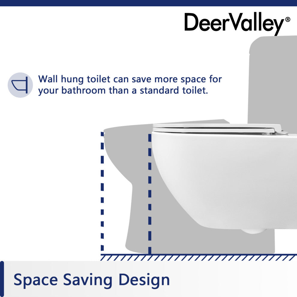 Elongated Wall Mounted Toilet With Concealed In-Wall Toilet Tank