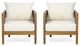Alden Outdoor Acacia Wood Club Chairs With Cushions, Set of 2, Teak + Beige
