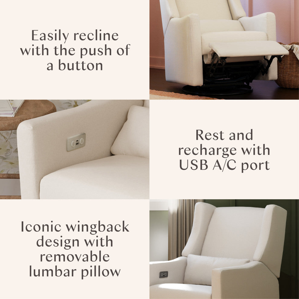 Kiwi Electronic Recliner and Swivel Glider With USB port, Performance Cream Eco-Weave