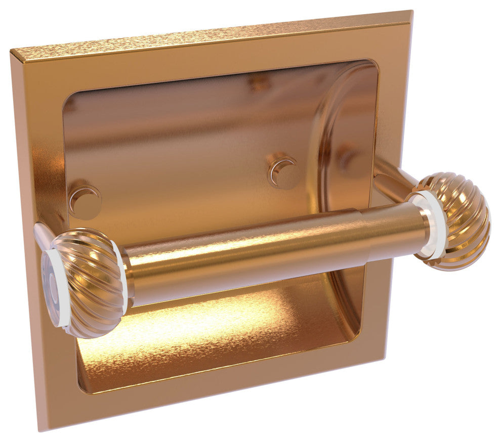 Clearview Recessed Toilet Paper Holder with Twisted Accents, Brushed Bronze
