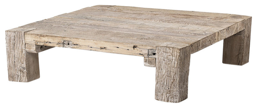 48" Natural Rectangular Distressed Coffee Table