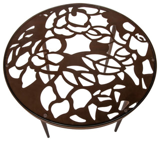 Leisuremod Devon 5-Piece Aluminum Dining Set With Table and 4 Armchairs, Brown