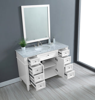 Home Living Vanity with Carrara White Marble Countertop, White, 48", Single Sink