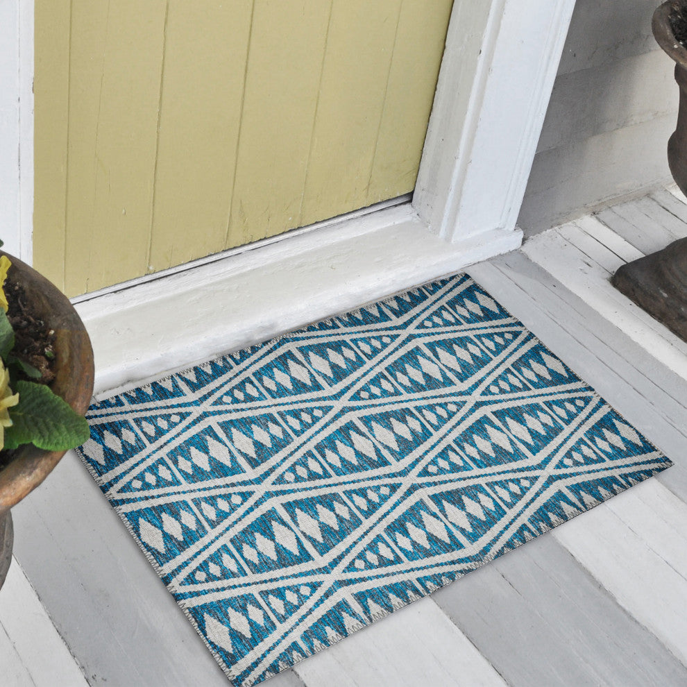 Indoor/Outdoor Sedona SN6 Indigo Machine Washable 1'8" x 2'6" Rug