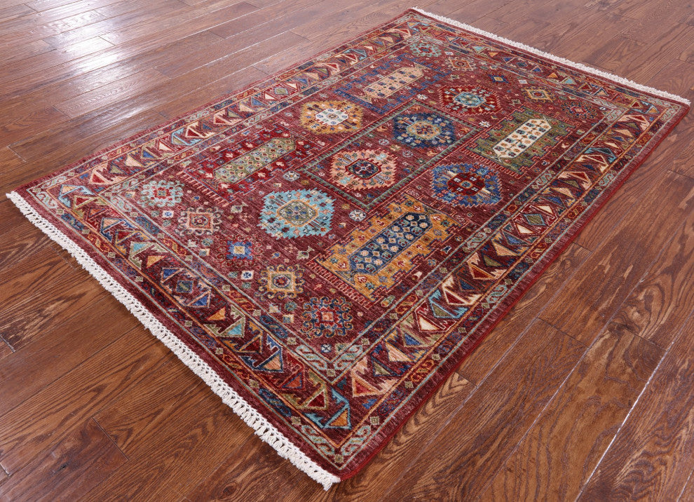 4' 1" X 5' 9" Fine Turkmen Ersari Hand Knotted Wool Rug - Q12765