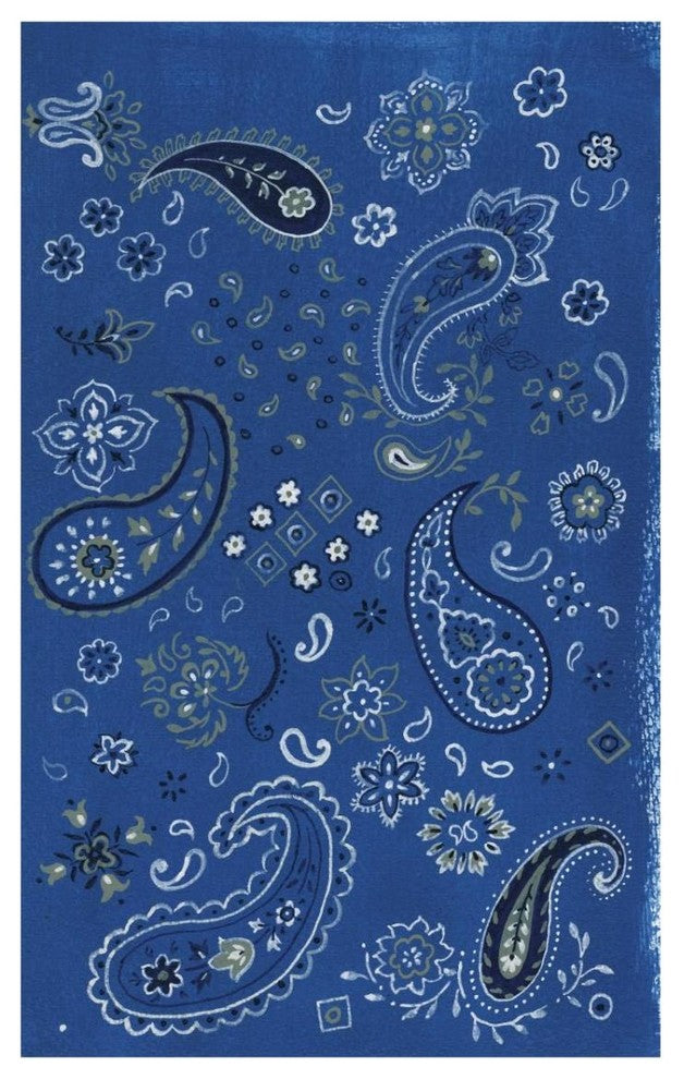 "Farm Nostalgia Blue Paisley" Digital Paper Print by Danhui Nai, 21"x32"