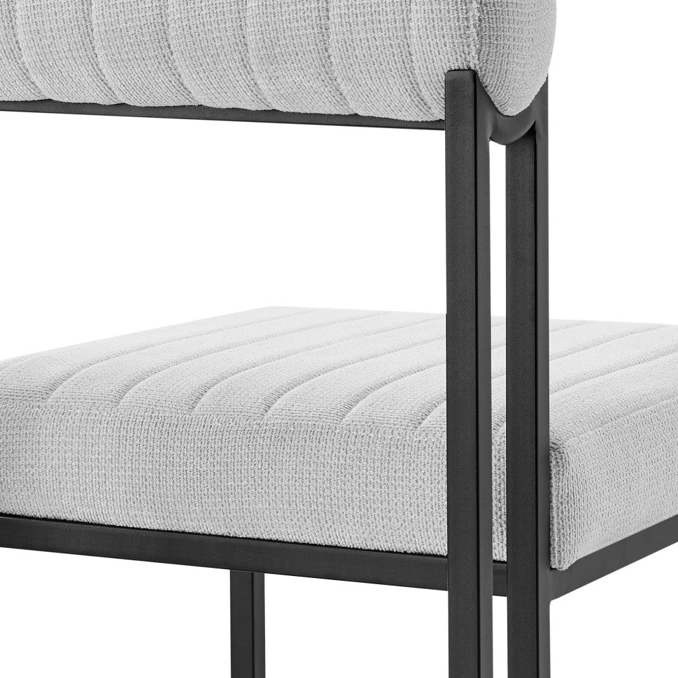 Kai Anastasia Rectangular Glass Dining Table 5pc Set, Light Gray Fabric Chairs