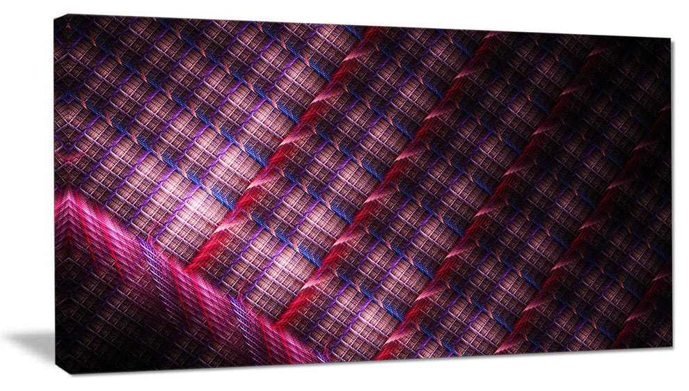 Dark Pink Abstract Metal Grill, Abstract Art on Canvas, 40x20