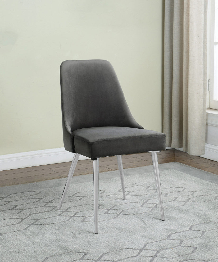 Set of 2 Dining Side Chair with Metal Legs, Loden and Chrome
