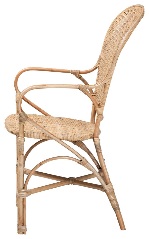 Modern Bohemian Natural Rattan Dining Arm Chair