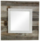 Barnwood Slat Mirror With White Overlay, 34"x34"