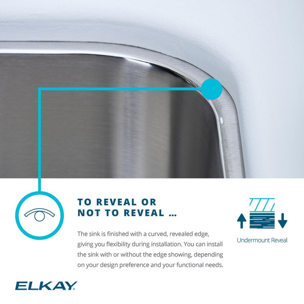 Elkay 14 1/2" Bowl Undermount Stainless Steel Bar/Prep Kitchen Sink, ELUH129