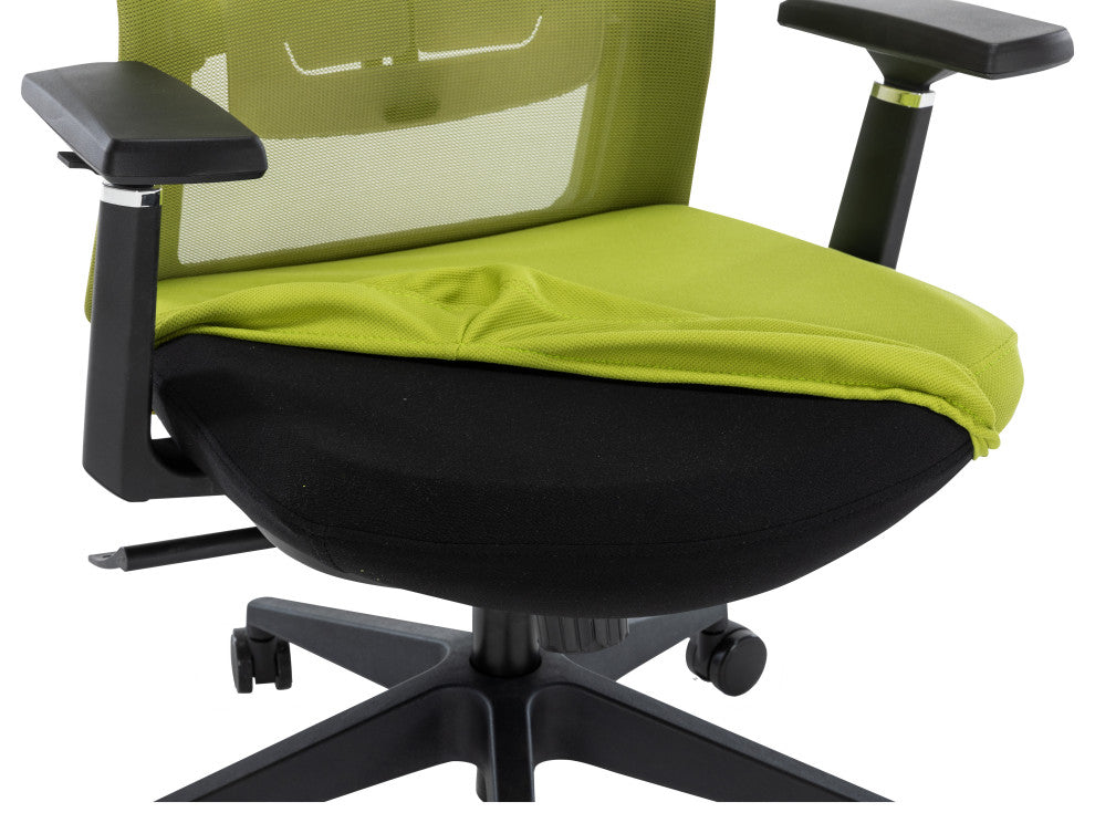 LeisureMod Ingram Modern Mesh Office Task Chair With Adjustable Armrests, Green/Green