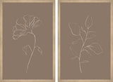 Leaves and Flower Diptych, 2-Piece Set, 12x18 Panels