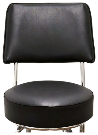 Retro Home Single Ring Upholstered 24" Swivel Counter Stool with Back, Black
