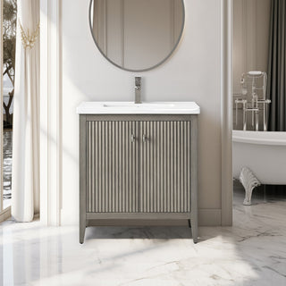 Vanity Art Freestanding Vanity, Driftwood Gray, 30", Single Sink, Brushed Nickel
